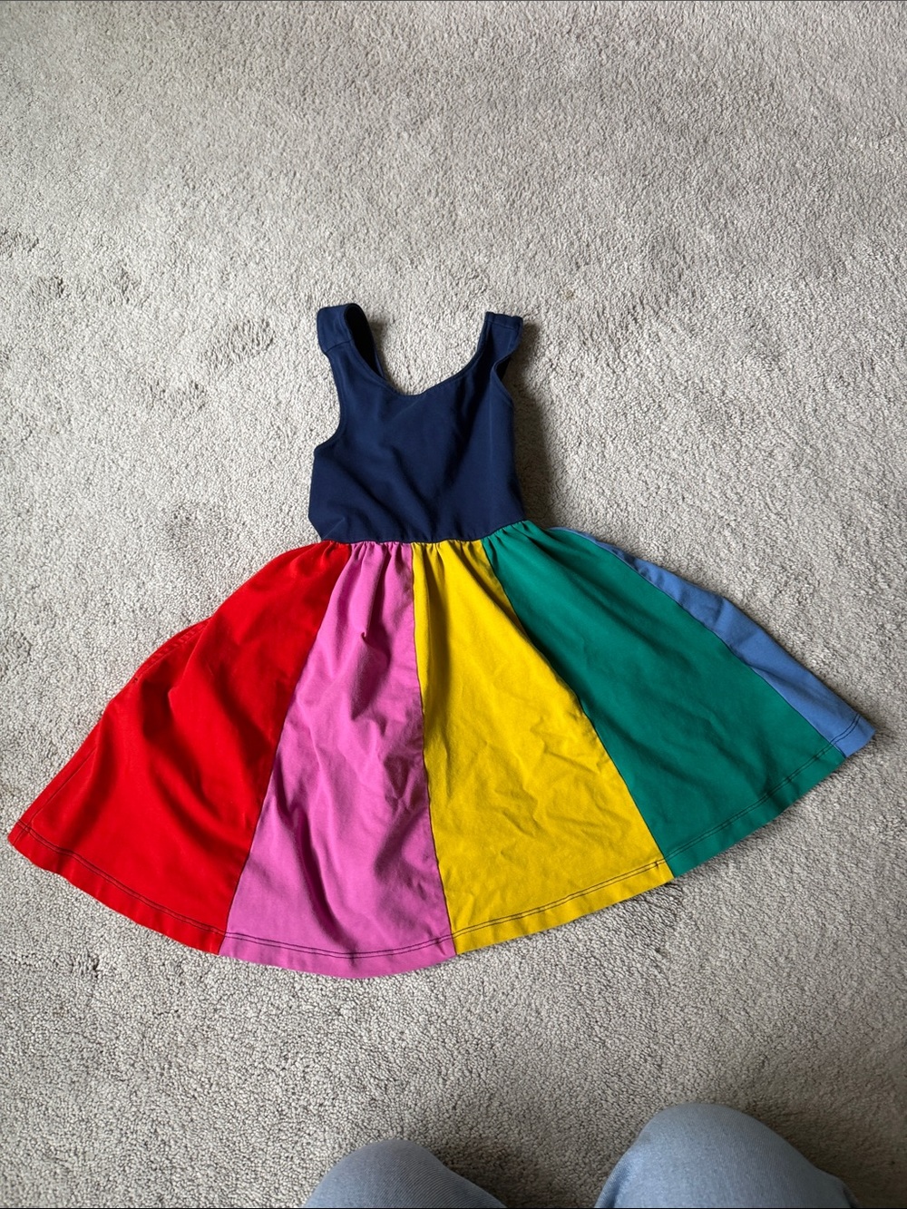 Hanna Andersson Navy Bodice Rainbow Panel Dress